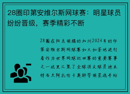 28圈印第安维尔斯网球赛：明星球员纷纷晋级，赛季精彩不断